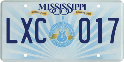 MS license plate LXC017