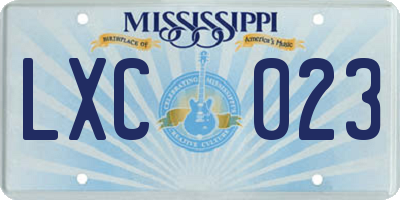 MS license plate LXC023