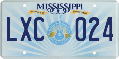 MS license plate LXC024