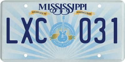 MS license plate LXC031