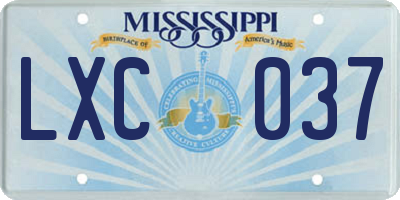 MS license plate LXC037