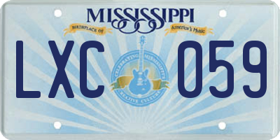 MS license plate LXC059