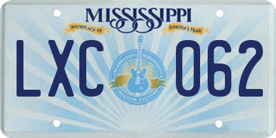 MS license plate LXC062