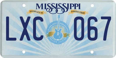MS license plate LXC067