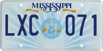 MS license plate LXC071