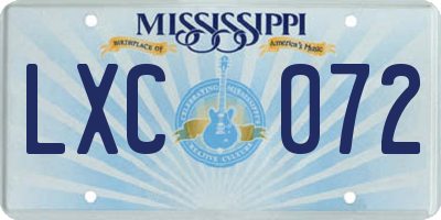 MS license plate LXC072