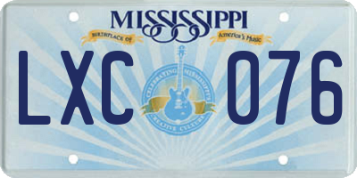 MS license plate LXC076