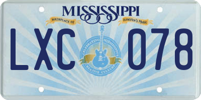 MS license plate LXC078
