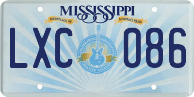 MS license plate LXC086