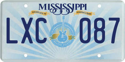 MS license plate LXC087
