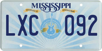 MS license plate LXC092
