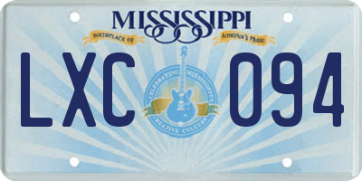 MS license plate LXC094