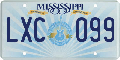 MS license plate LXC099