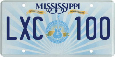 MS license plate LXC100