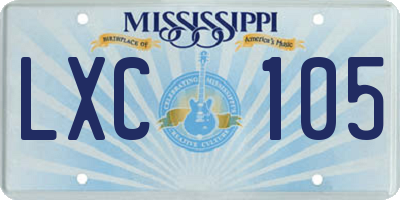 MS license plate LXC105