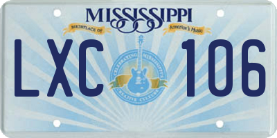 MS license plate LXC106