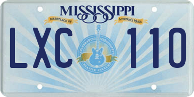 MS license plate LXC110