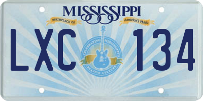 MS license plate LXC134