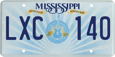 MS license plate LXC140