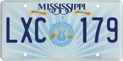 MS license plate LXC179