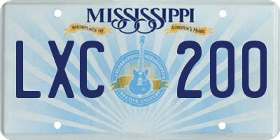 MS license plate LXC200