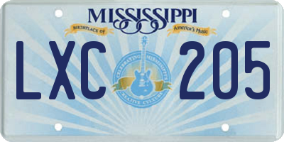 MS license plate LXC205