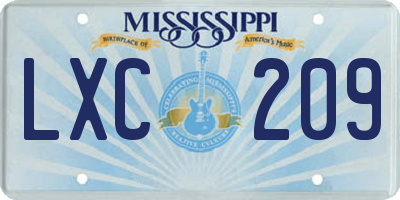 MS license plate LXC209