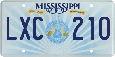 MS license plate LXC210