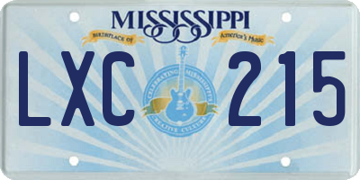 MS license plate LXC215