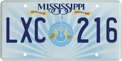 MS license plate LXC216
