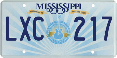 MS license plate LXC217