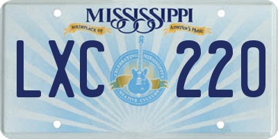 MS license plate LXC220