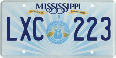 MS license plate LXC223