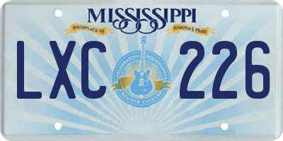 MS license plate LXC226