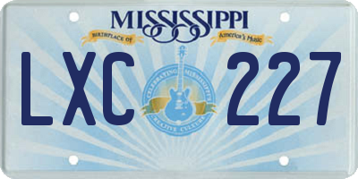 MS license plate LXC227