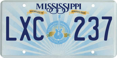 MS license plate LXC237