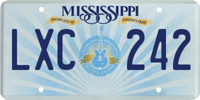 MS license plate LXC242
