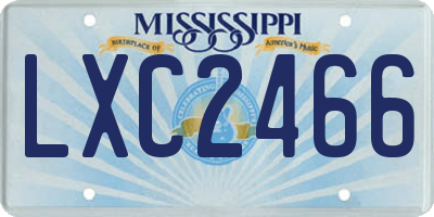 MS license plate LXC2466