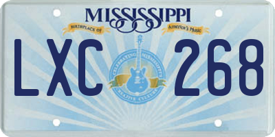 MS license plate LXC268