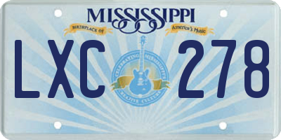 MS license plate LXC278