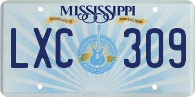 MS license plate LXC309