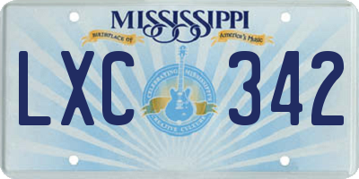 MS license plate LXC342