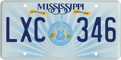 MS license plate LXC346