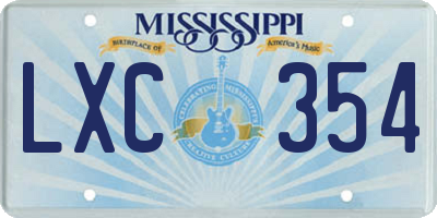 MS license plate LXC354