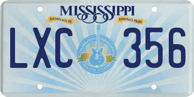 MS license plate LXC356