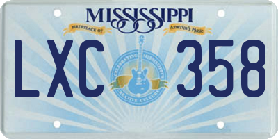MS license plate LXC358
