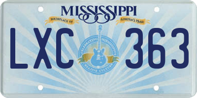 MS license plate LXC363