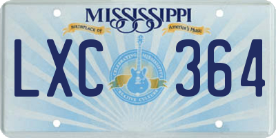 MS license plate LXC364