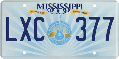 MS license plate LXC377