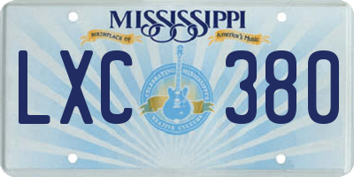 MS license plate LXC380